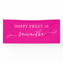Heet Roze Witte Gelukkige Sweet 16 Mooie Boog Hand