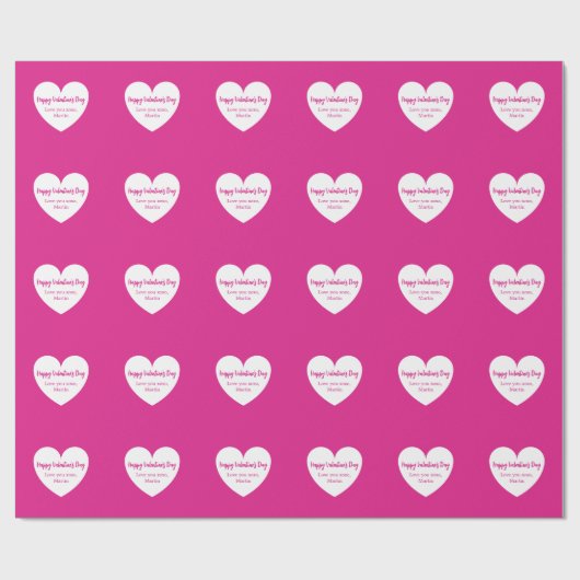 Heet roze witte harten Valentijnsdag Cadeaupapier (Vlak)