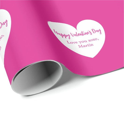 Heet roze witte harten Valentijnsdag Cadeaupapier (Rol Hoek)