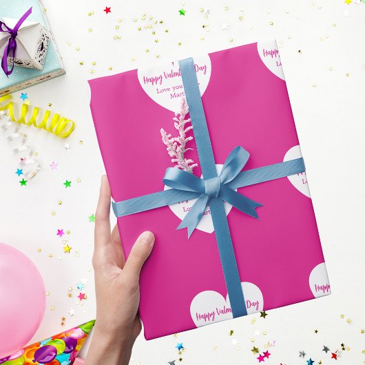 Heet roze witte harten Valentijnsdag Cadeaupapier