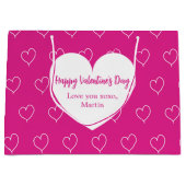 Heet roze witte harten Valentijnsdag Groot Cadeauzakje (Voorkant)