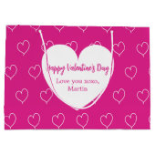 Heet roze witte harten Valentijnsdag Groot Cadeauzakje (Achterkant)