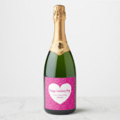 Heet roze witte harten Valentijnsdag Sparkling Wijnetiket (Voorkant)