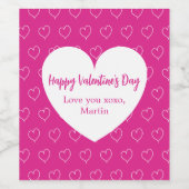Heet roze witte harten Valentijnsdag Wijn Etiket (Enkel label)