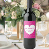 Heet roze witte harten Valentijnsdag Wijn Etiket