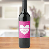 Heet roze witte harten Valentijnsdag Wijn Etiket