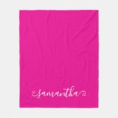 Heet Roze Witte Korte Kromme Swash Naam Fleece Deken (Voorkant)