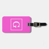 Heet Roze Witte Omlijst Initiaal Monogram Bagagelabel (Voorkant horizontaal)