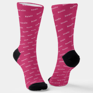 Heet Roze Witte Persoonlijke Naam Soks Aangepaste Sokken