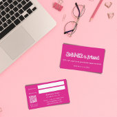 Heet roze witte qr code zakelijke verwijzingskaart kortingskaartje