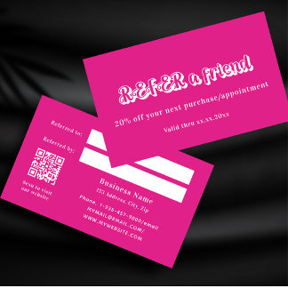 Heet roze witte qr code zakelijke verwijzingskaart kortingskaartje