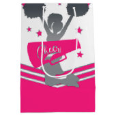 Heet roze & witte sterren Cheer Cheerleading-feest Medium Cadeauzakje (Achterkant)