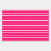 Heet Roze Witte Stippen Strepen Inpakpapier Vel (Voorkant 2)
