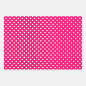 Heet Roze Witte Stippen Strepen Inpakpapier Vel (Voorkant)