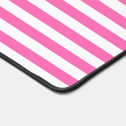  Heet Roze & Witte Strepen Gestreept Bureaumat (Hoek)