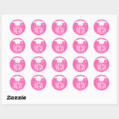 Heet Roze Wt Winged Script Monogram Afstudeercadea Ronde Sticker (Vel)