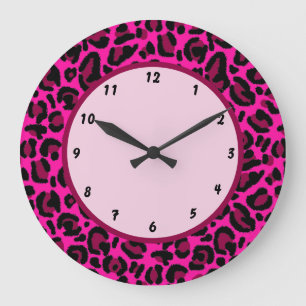 Heet Roze y2k Luipaardprint Grote Klok