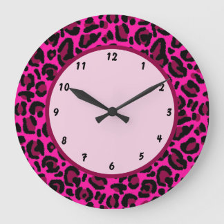 Heet Roze y2k Luipaardprint Grote Klok