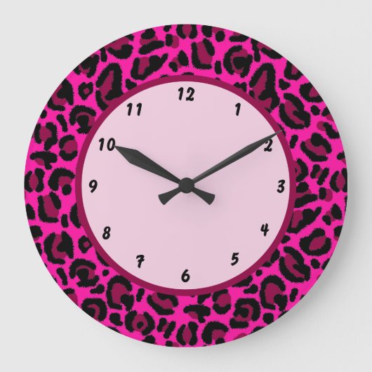 Heet Roze y2k Luipaardprint Grote Klok (Voorkant)