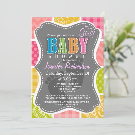 Heet Roze, Zalm, Geel en Groen Schattige Geruit Kaart (Staand voorkant)