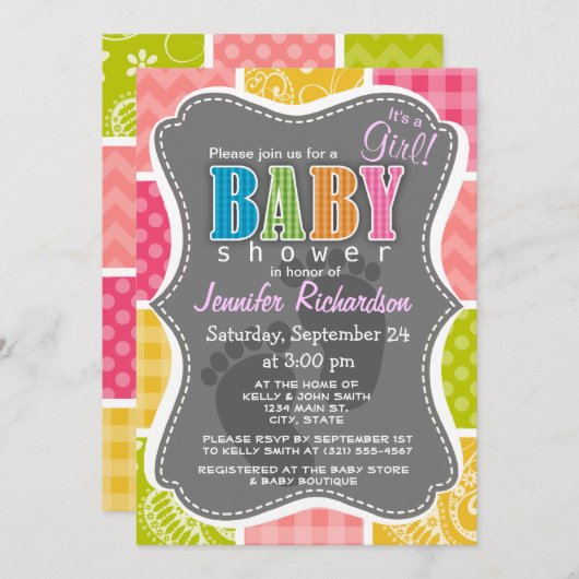 Heet Roze, Zalm, Geel en Groen Schattige Geruit Kaart (Voorkant / Achterkant)