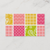 Heet Roze, Zalm, Geel en Groen Schattige Geruit Visitekaartje (Achterkant)