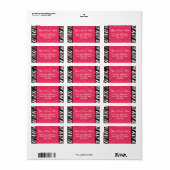 Heet Roze Zebra Adresetiketten Etiket (Full Sheet)