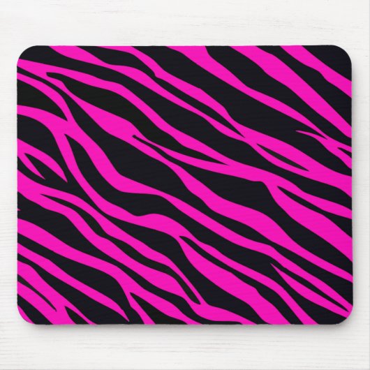 Heet Roze Zebra Gestreept Muismat (Voorkant)