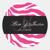 Heet roze zebra, monogram stickers (Voorkant)