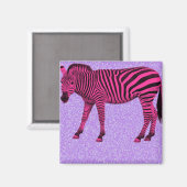 Heet roze zebra op paarse glitters magneet (Voorkant / Achterkant)