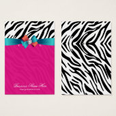 Heet Roze Zebra Print Oorbel Display Kaarten Visitekaartje (Voorkant /achterkant)