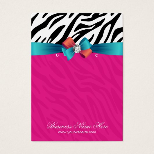 Heet Roze Zebra Print Oorbel Display Kaarten Visitekaartje (Voorkant)