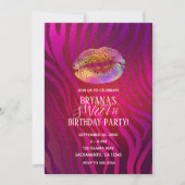 Heet Roze Zebra Regenboog Gouden Glitter Lippen Fe Kaart (Voorkant)