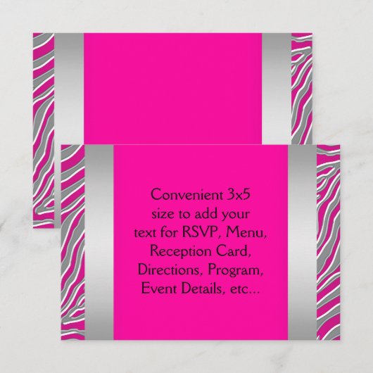 Heet Roze Zebra RSVP (Voorkant / Achterkant)