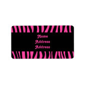 Heet roze zebra strepen etiket (Voorkant)
