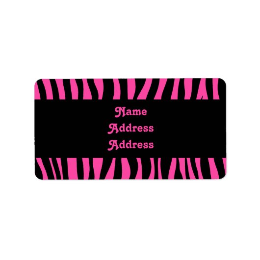 Heet roze zebra strepen etiket (Voorkant)