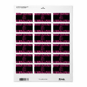 Heet roze zebra strepen etiket (Full Sheet)