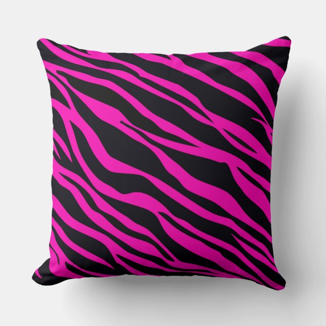 Heet Roze Zebra Strepen Kussen (Voorkant)