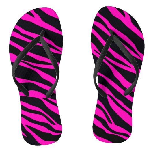Heet Roze Zebra Strepen Teenslippers (Voetbed)
