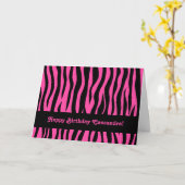 Heet roze zebra verjaardag kaart (Gele Bloem)