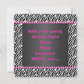 Heet Roze Zebra Verjaardagsfeestje Kaart (Achterkant)