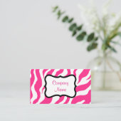 Heet Roze Zebra Zakelijke Kaart Visitekaartje (Staand voorkant)