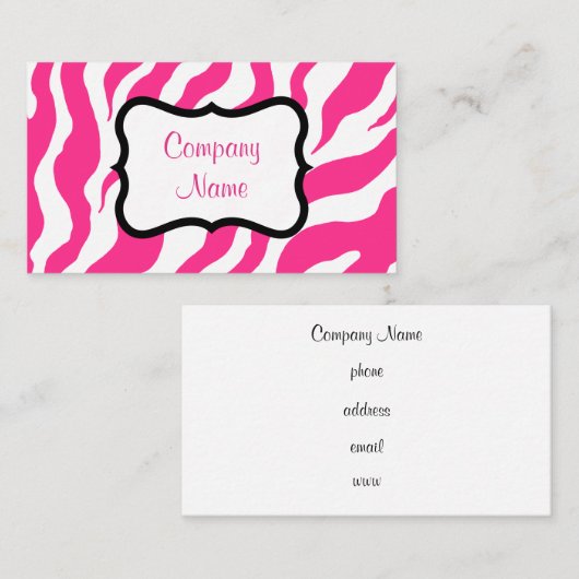 Heet Roze Zebra Zakelijke Kaart Visitekaartje (Voorkant / Achterkant)