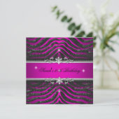 Heet Roze Zebra Zwart Zilver 30ste Verjaardagsfees Kaart (Staand voorkant)