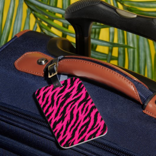 Heet roze zebraprint bagagielabel bagagelabel (Voorkant Insitu 1)