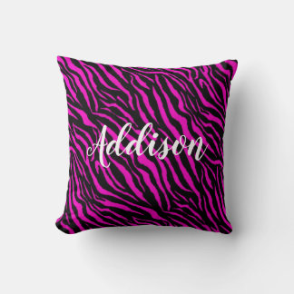 Heet Roze Zebraprint Naam Kussen