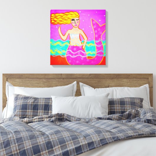 Heet roze zeemeermin Abstracte kunst Canvas Afdruk (Insitu (Slaapkamer))