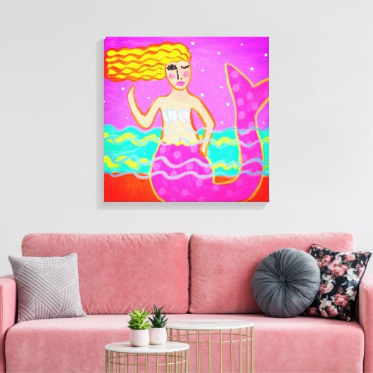 Heet roze zeemeermin Abstracte kunst Canvas Afdruk (Insitu (Woonkamer))