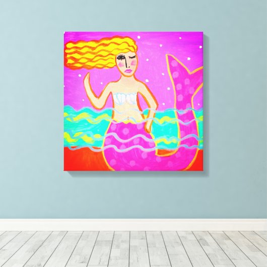 Heet roze zeemeermin Abstracte kunst Canvas Afdruk (Insitu (Houten vloer))