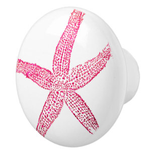 Heet Roze Zeester Strand Wit Maritiem Decor Keramische Knop